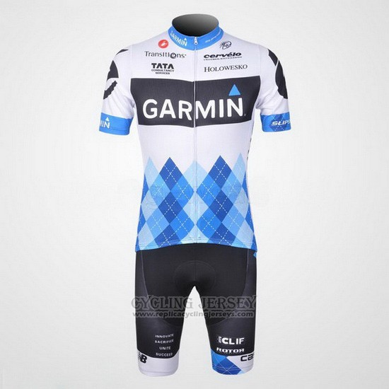 2011 Cycling Jersey Garmin Cervelo Blue and White Short Sleeve and Bib Short
